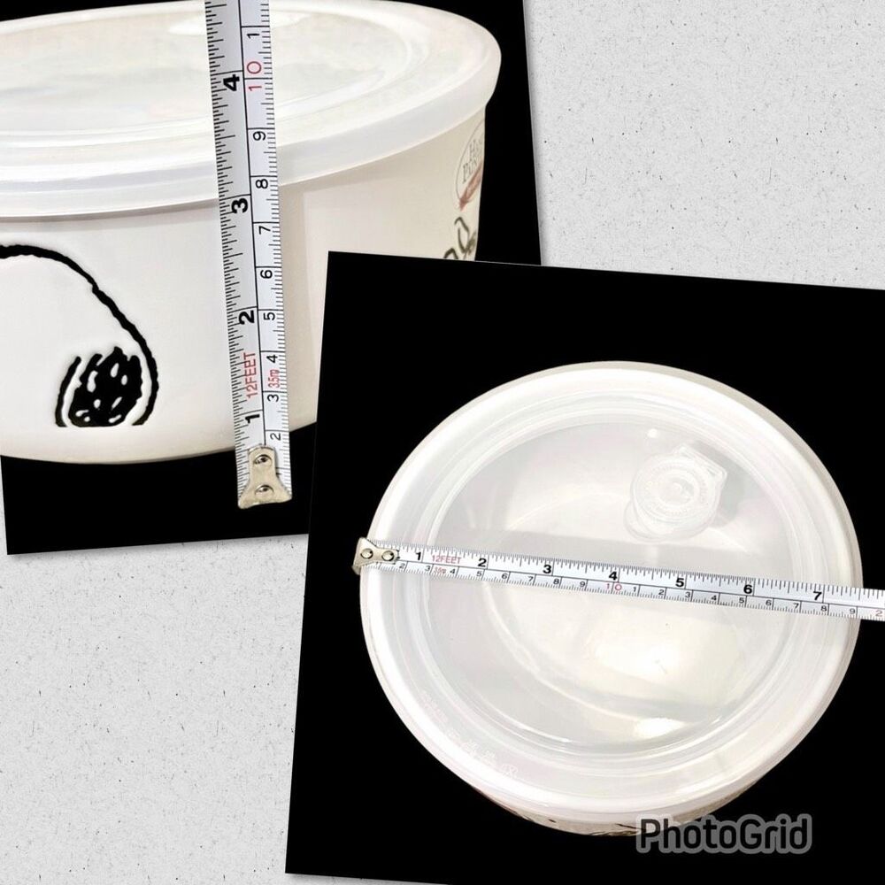 NWT Peanuts Snoopy Woodstock White Red Ceramic 2 Pc Food containers w/ Lids Set - Picture 12 of 16